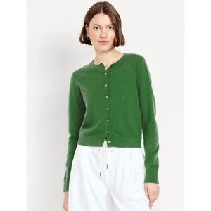 Old Navy SoSoft Lite Crop Cardigan Sweater Green Tarp Spring Light Button Up